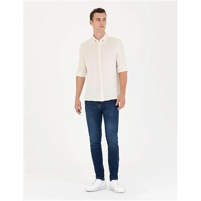 Ekru Regular Fit Uzun Kollu Gömlek