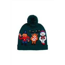Gorro con borla Verde oscuro