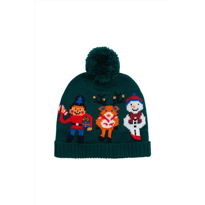Gorro con borla Verde oscuro