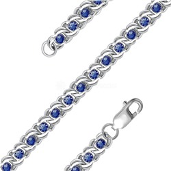 Цепь из серебра с фианитами родированная 925 пробы Арц-006р208