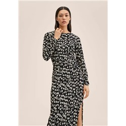 Vestido fruncido estampado letras -  Mujer | MANGO OUTLET España