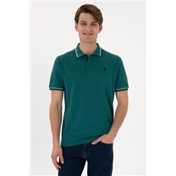 Erkek Regular Fit Polo Yaka Koyu Yeşil Basic Tişört
