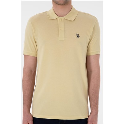 Erkek Slim Fit Polo Yaka Açık Haki Basic Tişört