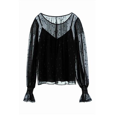 Blusa de seda Negro
