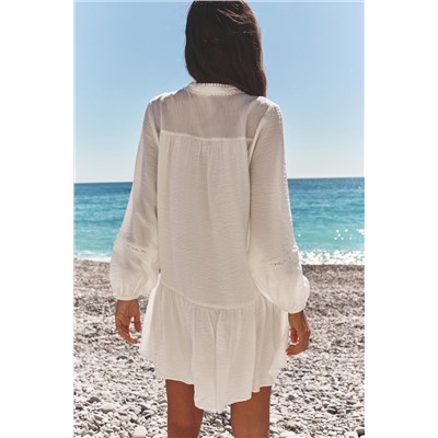 MINI DRESS WITH HEMSTITCH DETAIL