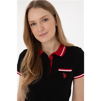 Kadın Siyah Polo Yaka Tişört