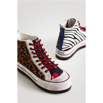 Sneakers altas plataforma print animal