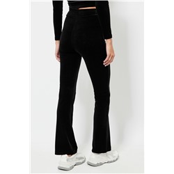 Pantalón flare de terciopelo cintura alta - Negro