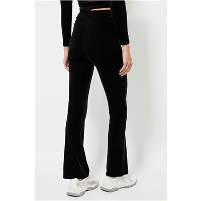 Pantalón flare de terciopelo cintura alta - Negro