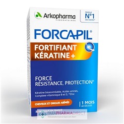 ArkoPharma Forcapil Fortifiant Kératine+ - Force, Résistance & Protection - Cheveux & Ongles Abîmés 60 gélules