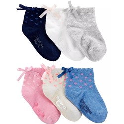 OshKosh 6-Pack Bow Quarter Crew Socks