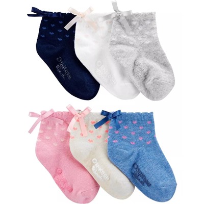 OshKosh 6-Pack Bow Quarter Crew Socks