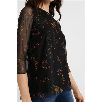 Camiseta flores mangas tul