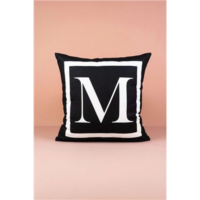 Cango Home Harfli Kırlent Yastık Kılıfı M Harfi - 43x43 Cm Esnafali HRF-M-43X43
