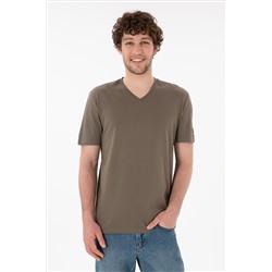 Erkek Regular Fit  V Yaka Vizon Basic Tişört