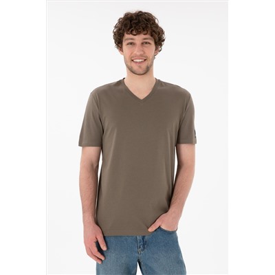 Erkek Regular Fit  V Yaka Vizon Basic Tişört