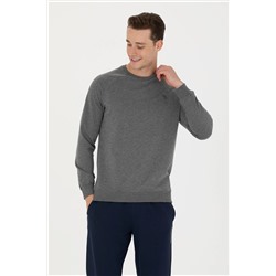 Erkek Antrasit Melanj Bisiklet Yaka Basic Sweatshirt