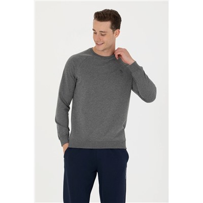 Erkek Antrasit Melanj Bisiklet Yaka Basic Sweatshirt