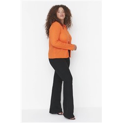 Siyah Yüksek Bel Esnek Kumaş İspanyol Paça Flare Fit Jeans TBBAW23JE00001