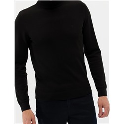 Siyah Slim Fit Yarım Balıkçı Basic Triko Kazak