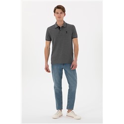 Erkek Slim Fit Polo Yaka Antrasit Melanj Basic Tişört