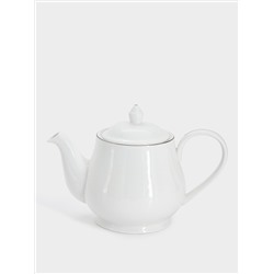 Чайник заварочный, 1 л, фарфор P, белый, с серебристым кантом, White Platinum