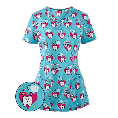 Dickies EDS Scrubs Dreamers Gonna Dream Print Top