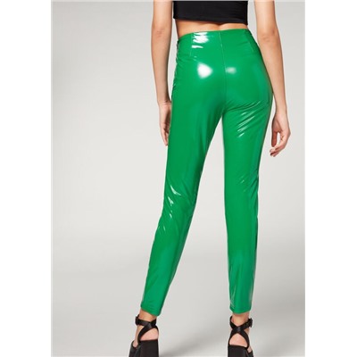 Thermo-Leggings im Skinny Fit in Vinyloptik