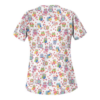 UA Who Done It White Print Scrub Top