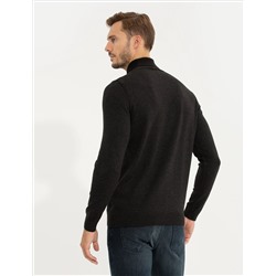 Antrasit Slim Fit Balıkçı Yaka Triko Kazak