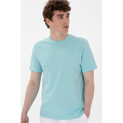 Erkek Regular Fit Bisiklet Yaka Aqua Tişört