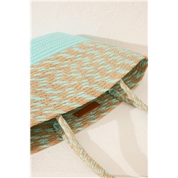 Bolso capazo rafia verde logo
