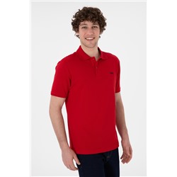 Erkek Regular Fit Polo Yaka Kırmızı Basic Tişört