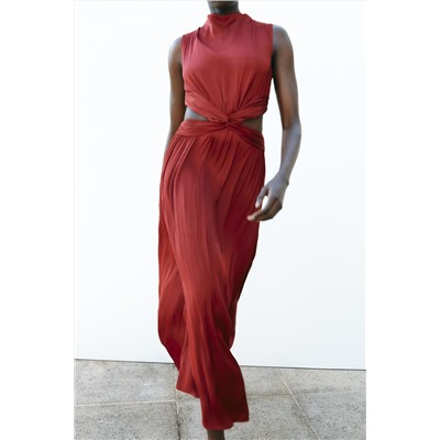 SATIN MIDI DRESS WITH CUT-OUT DETAIL