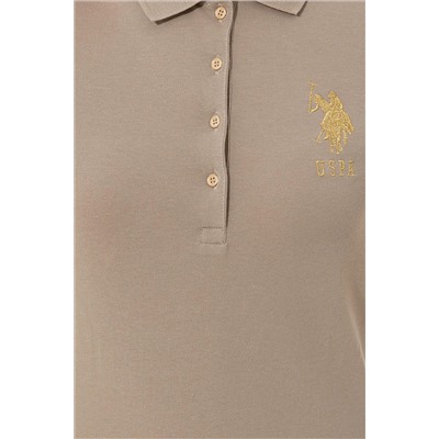 Kadın Haki Basic Polo Yaka Tişört