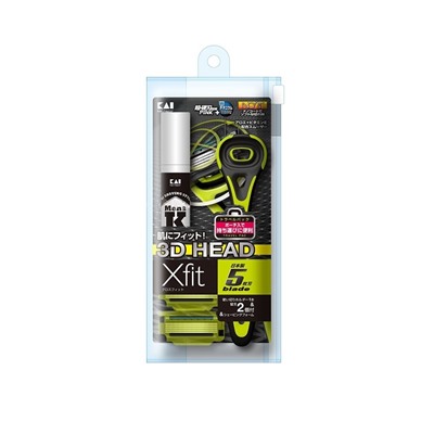 Набор KAI X-FIT Travel Pack Бритва мужская с 5 лезвиями +2 шт запасных лезвий + пена 12 гр. 1шт