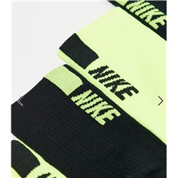 Nike Running Multiplier 2-pack crew socks in black and lime