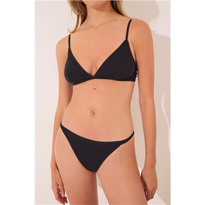 Tanga algodón desagujado negro