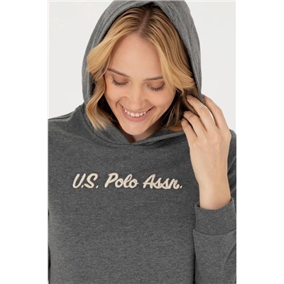 Kadın Antrasit Melanj Kapüşonlu Sweatshirt
