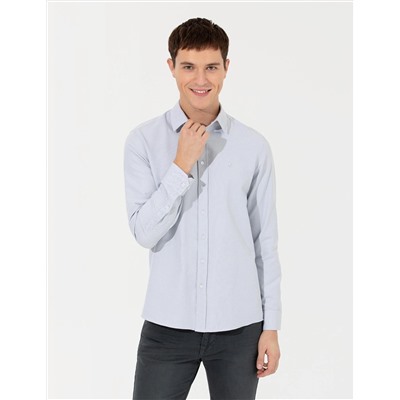 Gri Slim Fit Oxford Gömlek