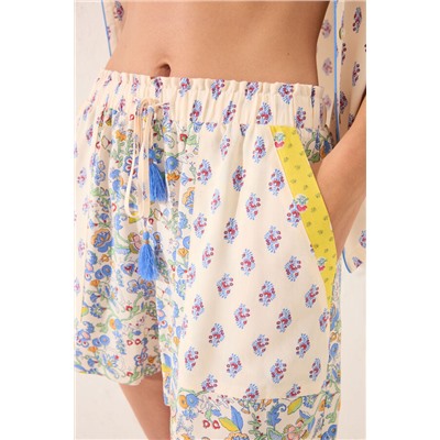 Pantalón corto viscosa patchwork multicolor