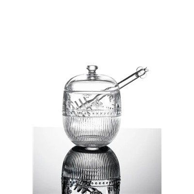 Abeille Kaşıklı Cam Bal Kavanozu - Şeffaf - 240 ml