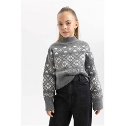 Defacto Kız Çocuk Regular Fit Bisiklet Yaka Kazak B2666A823WN