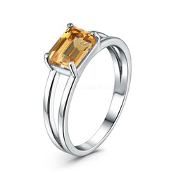 Серьги из серебра с цитрином родированные 925 пробы GTE-2150-C