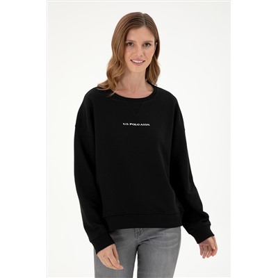 Kadın Siyah Bisiklet Yaka Sweatshirt