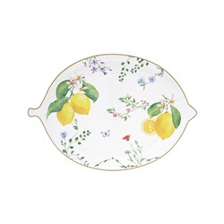 Блюдо, 25х18 см, фарфор P, овальное, белое, Цветы и лимоны, Fleurs et Citrons, 63253