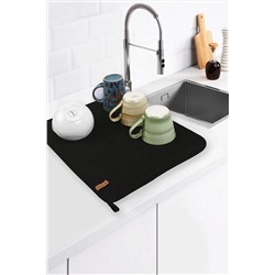 HAMUR Microfiber Bulasik Kurutma Mati Kurulama Bezi Kurutma Örtüsü Tezgah Üstü Siyah E50MF08524M
