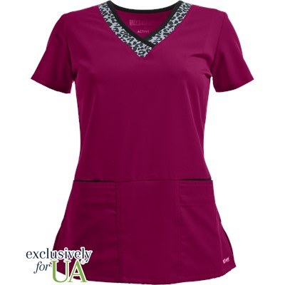 Grey's Anatomy Scrubs Active Modern Fit Print Trim Top