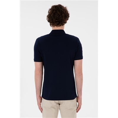 Erkek Slim Fit Polo Yaka Lacivert Basic Tişört