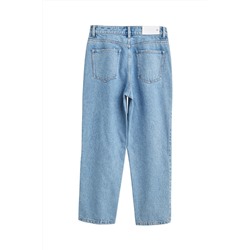 Vaquero mom 7/8 con lentejuelas Azul